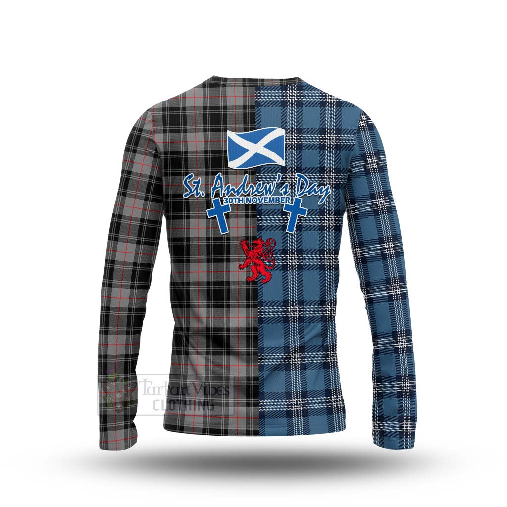 Tartan Vibes Clothing Moffat Tartan Long Sleeve T-Shirt Happy St. Andrew's Day Half Tartan Style