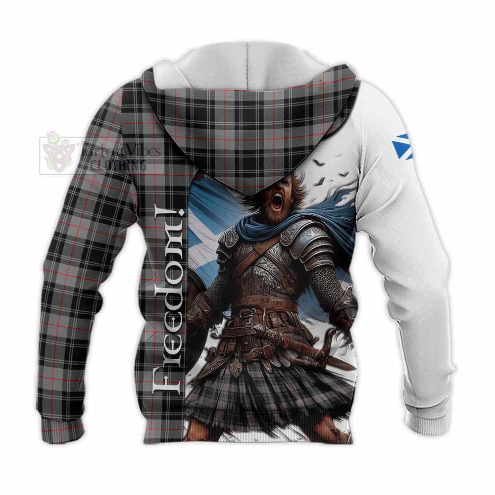 Tartan Vibes Clothing Moffat Crest Tartan Knitted Hoodie Inspired by the Freedom of Scottish Warrior