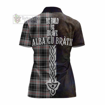 Moffat Tartan Family Crest Women's Polo Shirt Alba Gu Brath Be Brave Lion Ancient Style - Tartan Vibes Clothing
