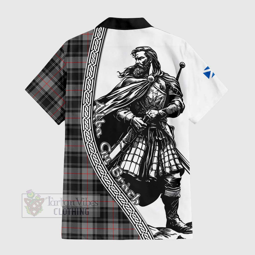 Tartan Vibes Clothing Moffat Tartan Clan Crest Short Sleeve Button Shirt with Highlander Warrior Celtic Style