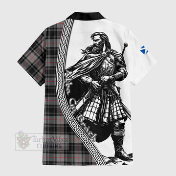 Moffat Tartan Clan Crest Short Sleeve Button Shirt with Highlander Warrior Celtic Style