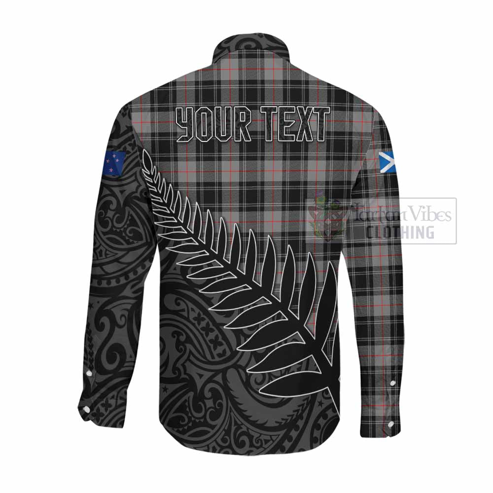 Moffat Crest Tartan Long Sleeve Button Shirt with New Zealand Silver Fern Half Style Men's Shirt - Tartan Vibes Clothing