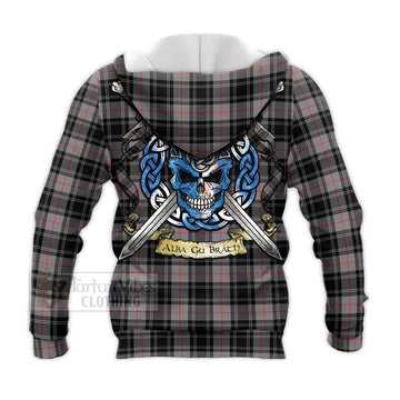 Moffat Tartan Knitted Hoodie with Family Crest Celtic Skull Style