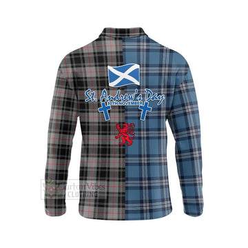 Moffat Tartan Long Sleeve Polo Shirt Happy St. Andrew's Day Half Tartan Style