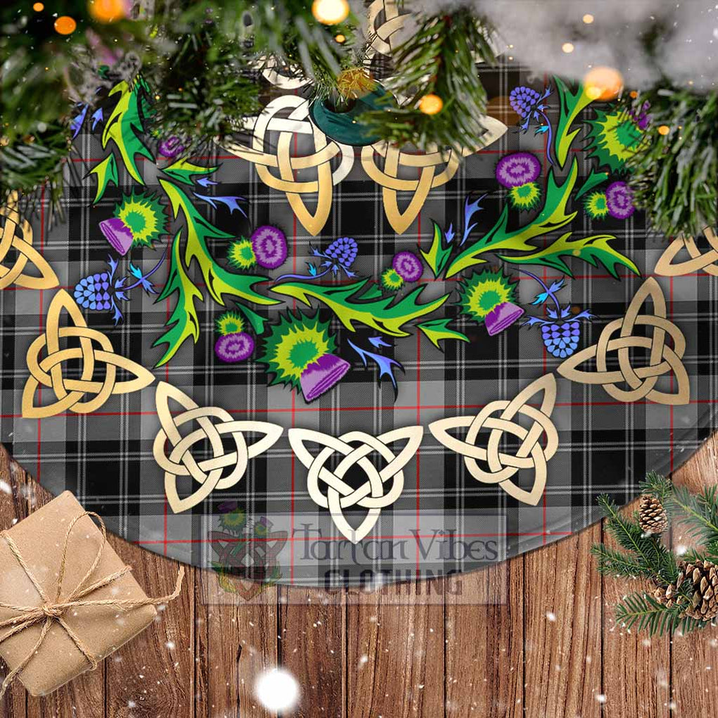 Tartan Vibes Clothing Moffat Tartan Christmas Tree Skirt with Thistle Celtic Knot Style