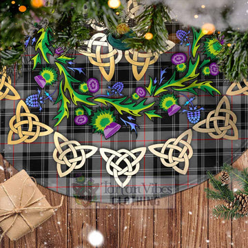 Moffat Tartan Christmas Tree Skirt with Thistle Celtic Knot Style