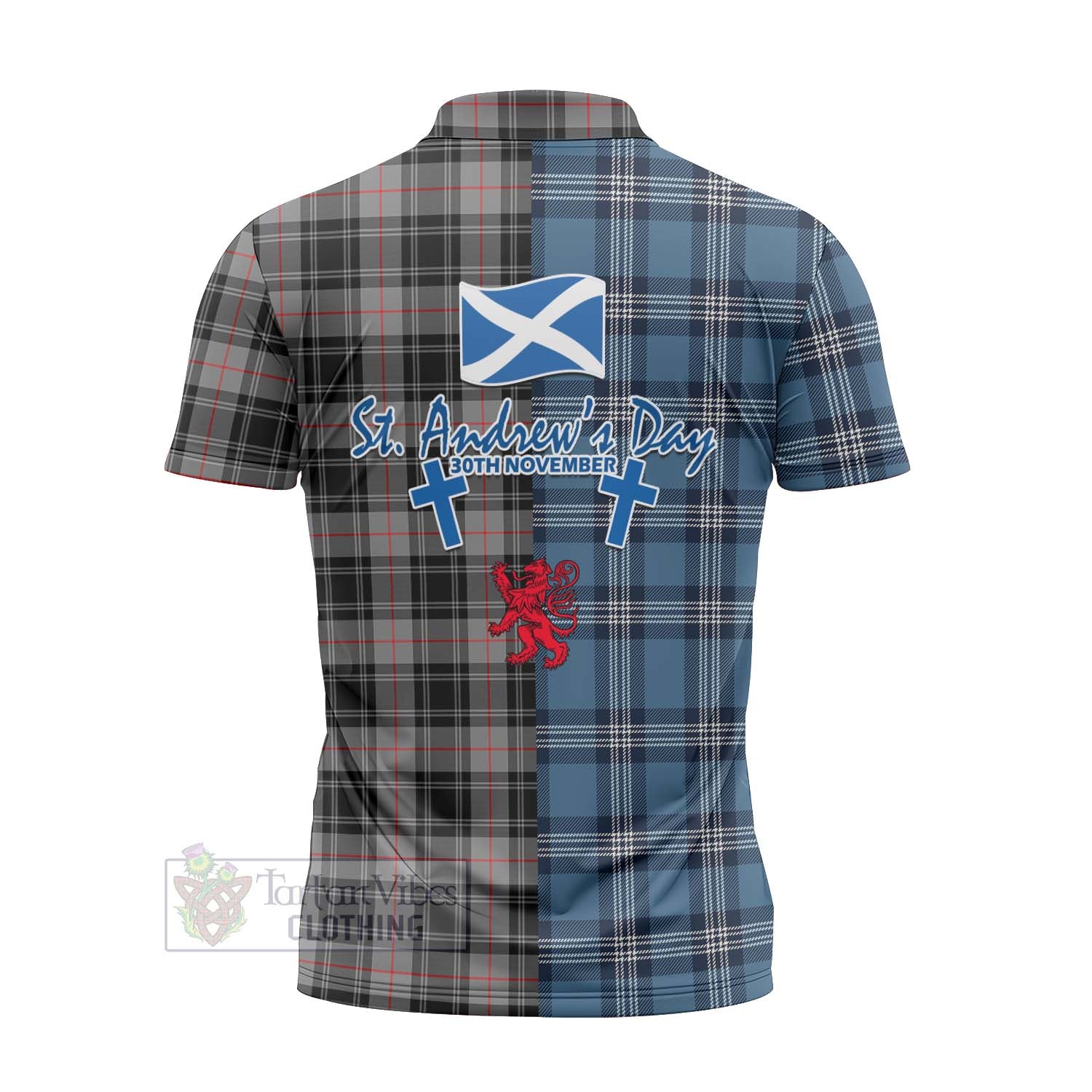 Tartan Vibes Clothing Moffat Tartan Zipper Polo Shirt Happy St. Andrew's Day Half Tartan Style