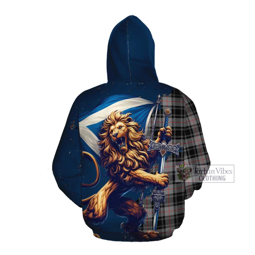 Tartan Vibes Clothing Moffat Tartan Family Crest Cotton Hoodie with Scottish Majestic Lion