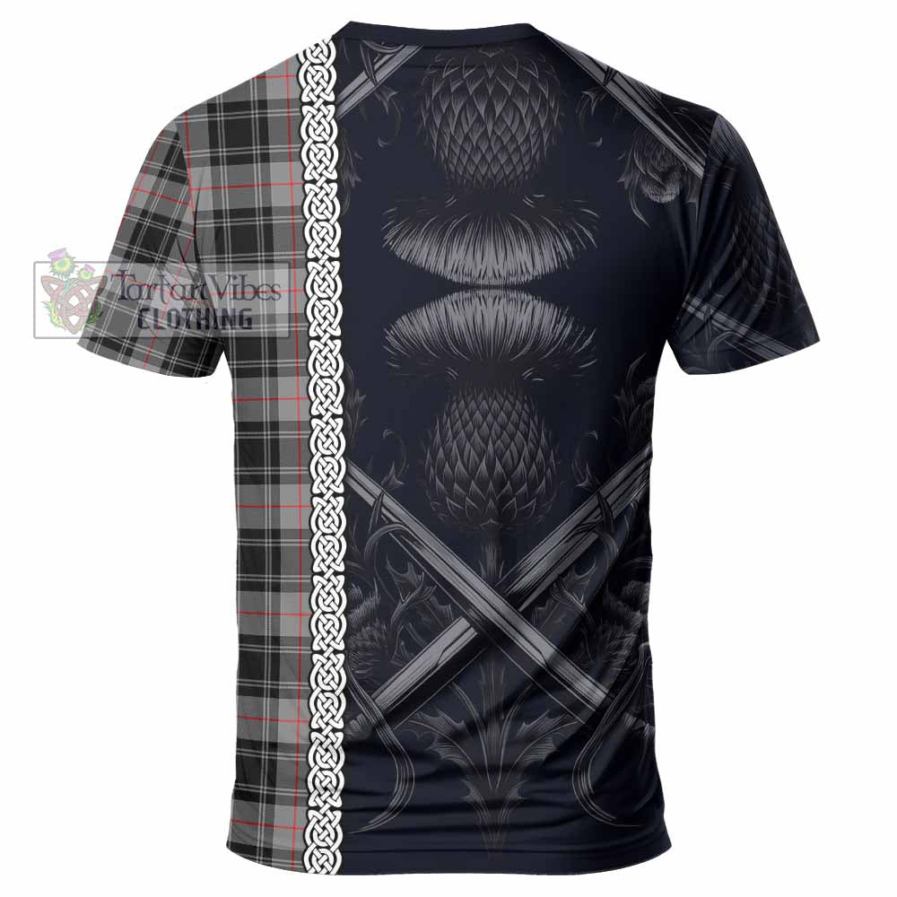 Tartan Vibes Clothing Moffat Tartan T-Shirt with Family Crest Cross Sword Thistle Celtic Vibes