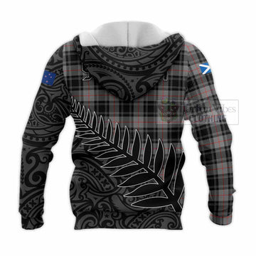 Moffat Crest Tartan Knitted Hoodie with New Zealand Silver Fern Half Style