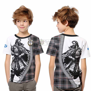 Moffat Tartan Clan Crest Kid T-Shirt with Highlander Warrior Celtic Style