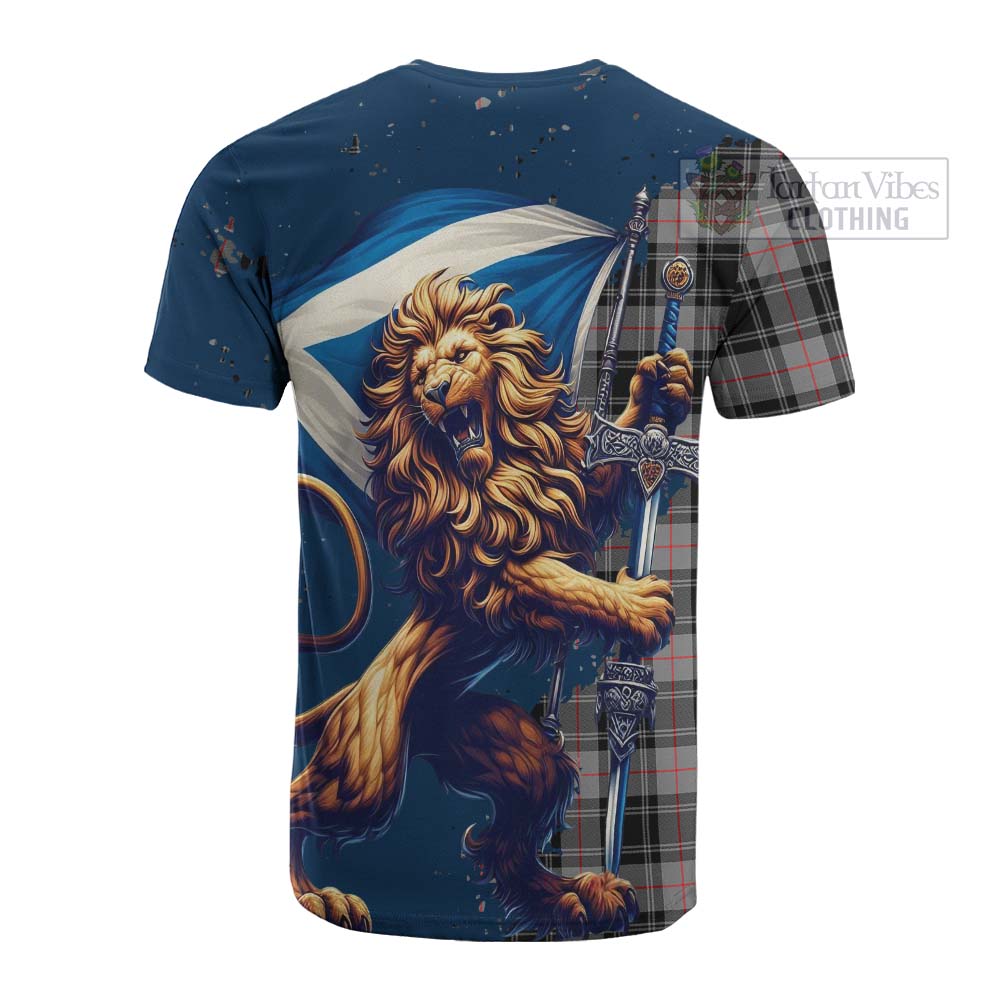 Tartan Vibes Clothing Moffat Tartan Family Crest Cotton T-shirt with Scottish Majestic Lion