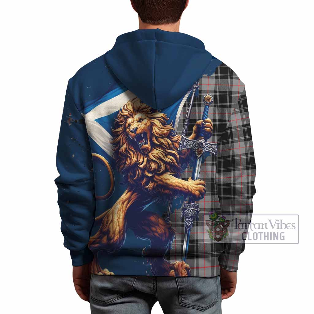 Moffat Tartan Family Crest Hoodie with Scottish Majestic Lion