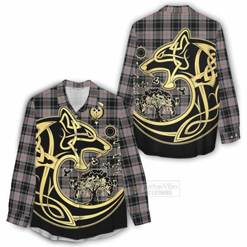 Moffat Tartan Women's Casual Shirt with Family Crest Celtic Wolf Style