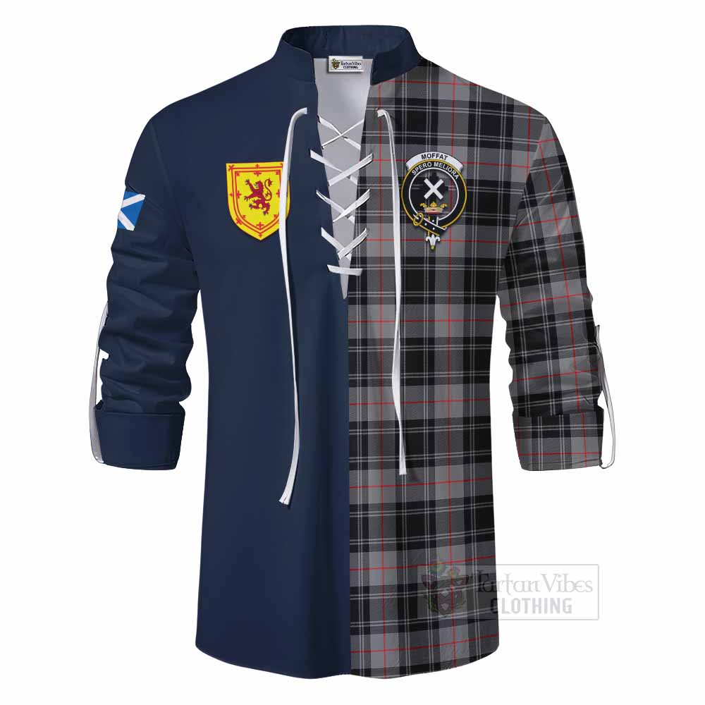 Moffat Tartan Ghillie Kilt Shirt Alba with Scottish Lion Royal Arm Half Style