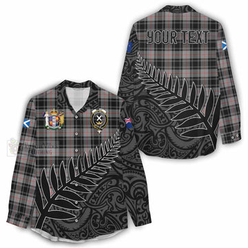 Moffat Crest Tartan Women's Casual Shirt with New Zealand Silver Fern Half Style