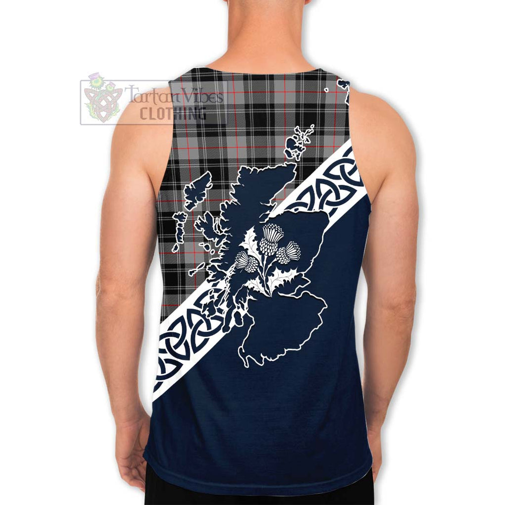 Tartan Vibes Clothing Moffat Tartan Men's Tank Top Featuring Thistle and Scotland Map