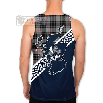 Moffat Tartan Men's Tank Top Featuring Thistle and Scotland Map