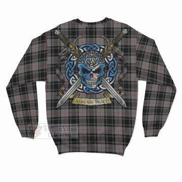 Moffat Tartan Sweatshirt with Family Crest Celtic Skull Style