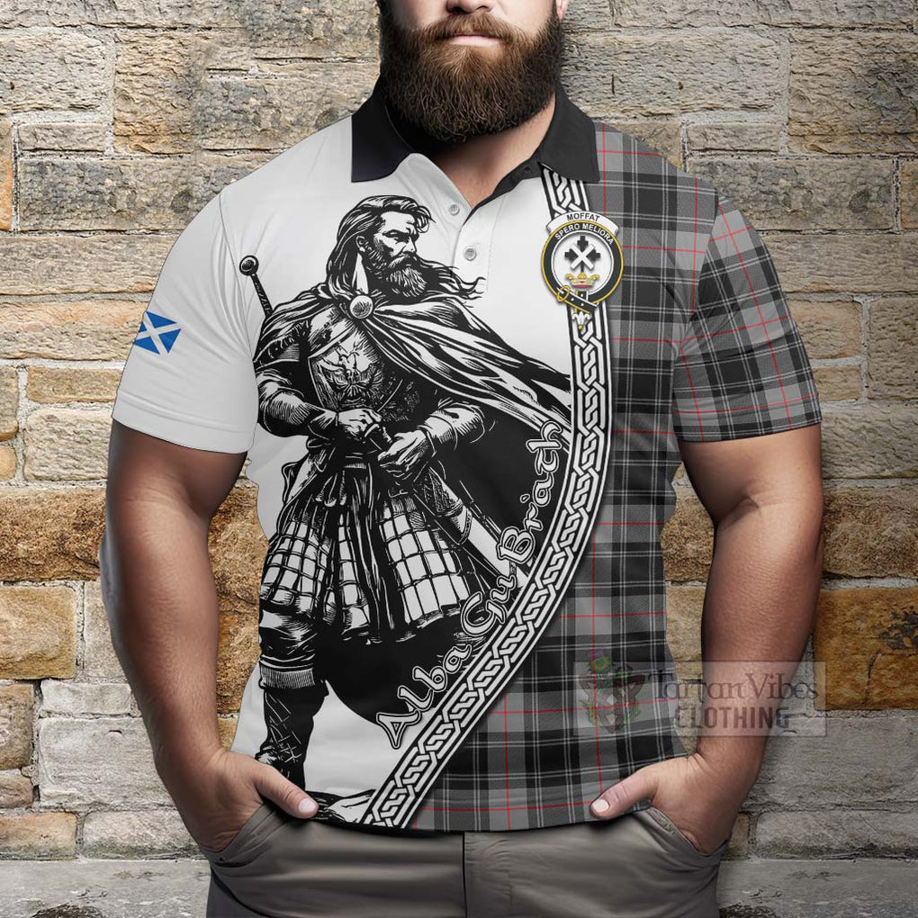 Tartan Vibes Clothing Moffat Tartan Clan Crest Polo Shirt with Highlander Warrior Celtic Style