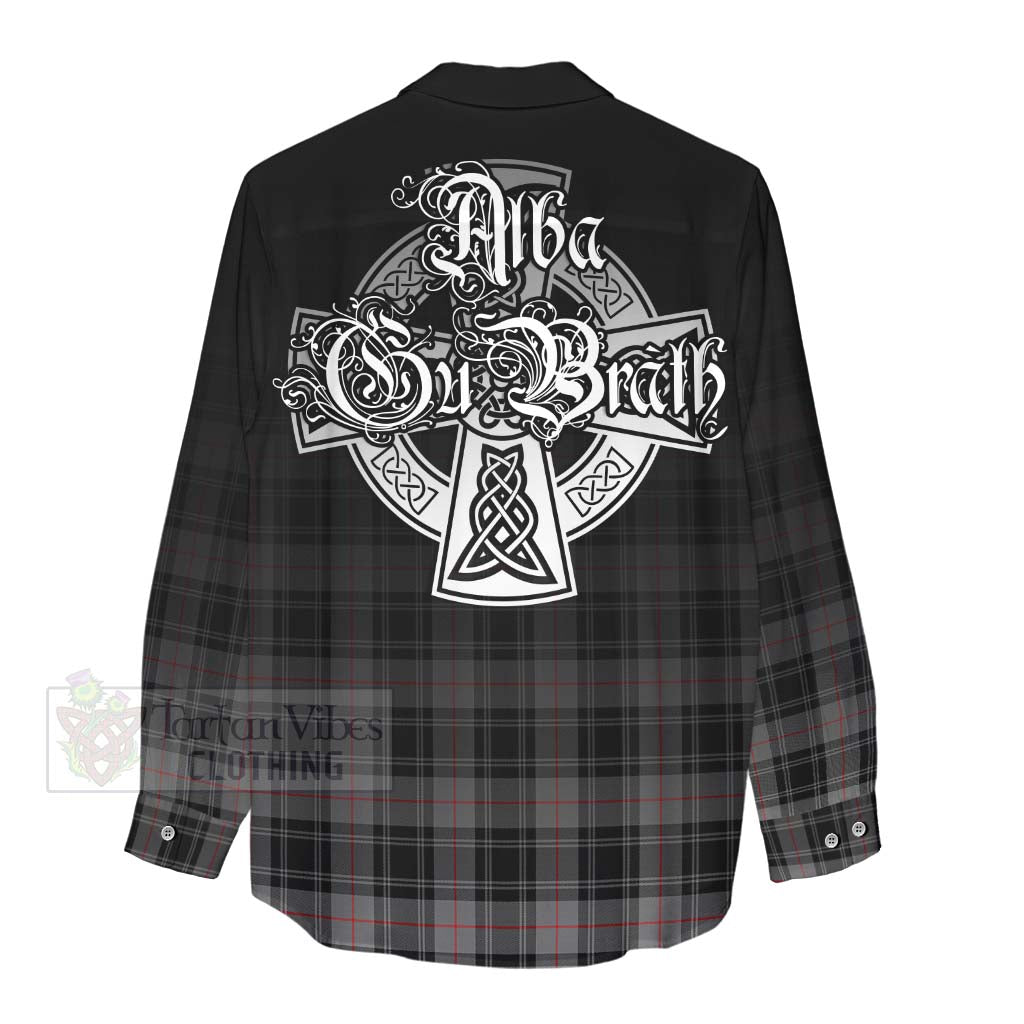 Tartan Vibes Clothing Moffat Tartan Women's Casual Shirt Featuring Alba Gu Brath Family Crest Celtic Inspired