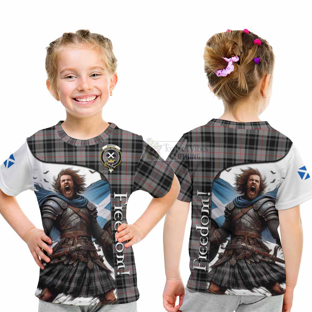 Tartan Vibes Clothing Moffat Crest Tartan Kid T-Shirt Inspired by the Freedom of Scottish Warrior