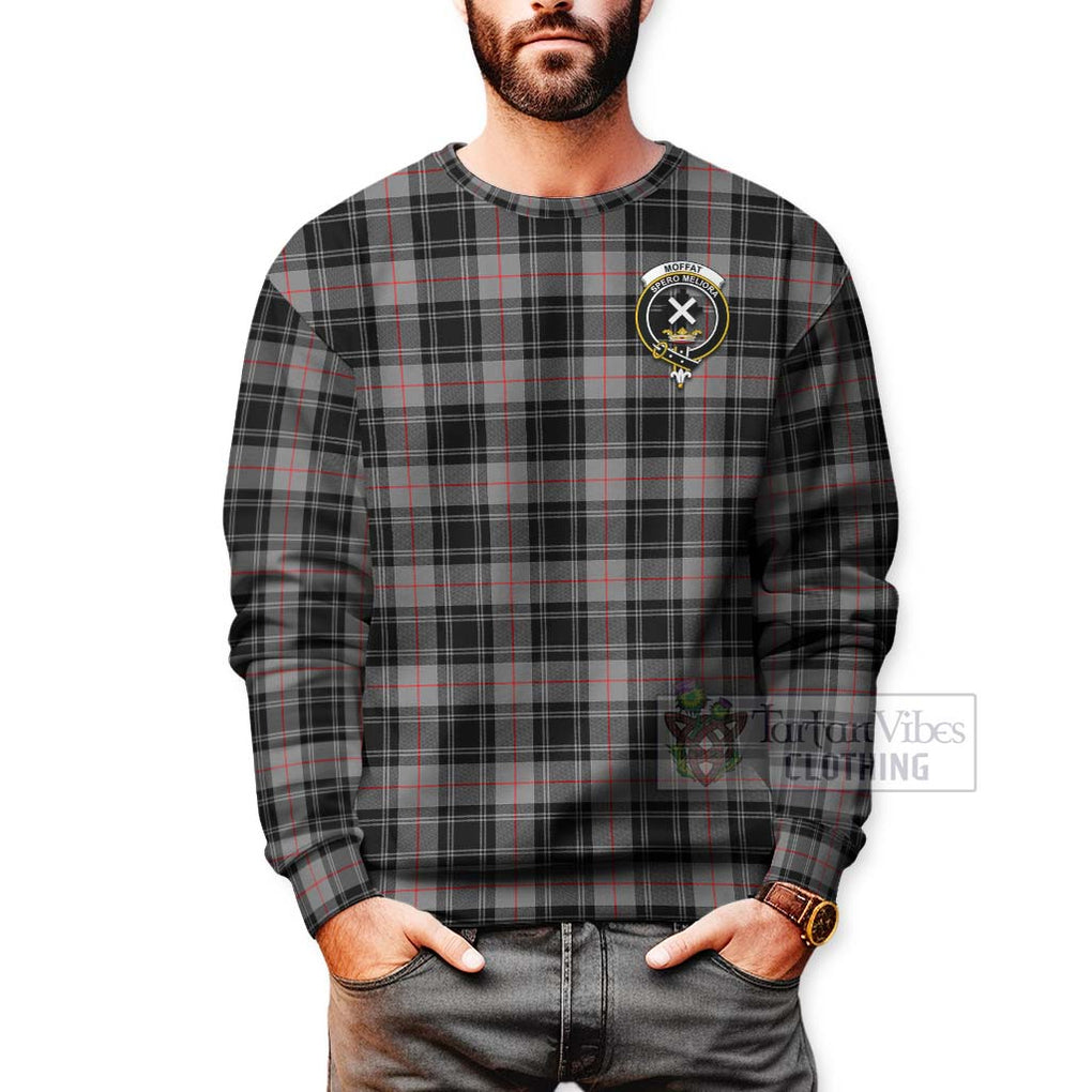 Tartan Vibes Clothing Moffat Tartan Sweatshirt with Family Crest Celtic Skull Style