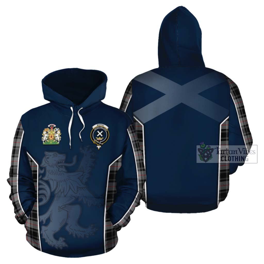 Tartan Vibes Clothing Moffat Tartan Cotton Hoodie with Family Crest and Lion Rampant Vibes Sport Style