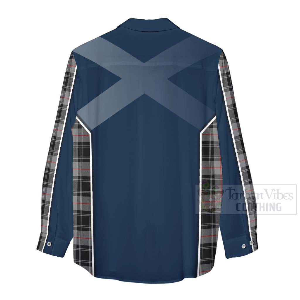 Tartan Vibes Clothing Moffat Tartan Women's Casual Shirt with Family Crest and Scottish Thistle Vibes Sport Style