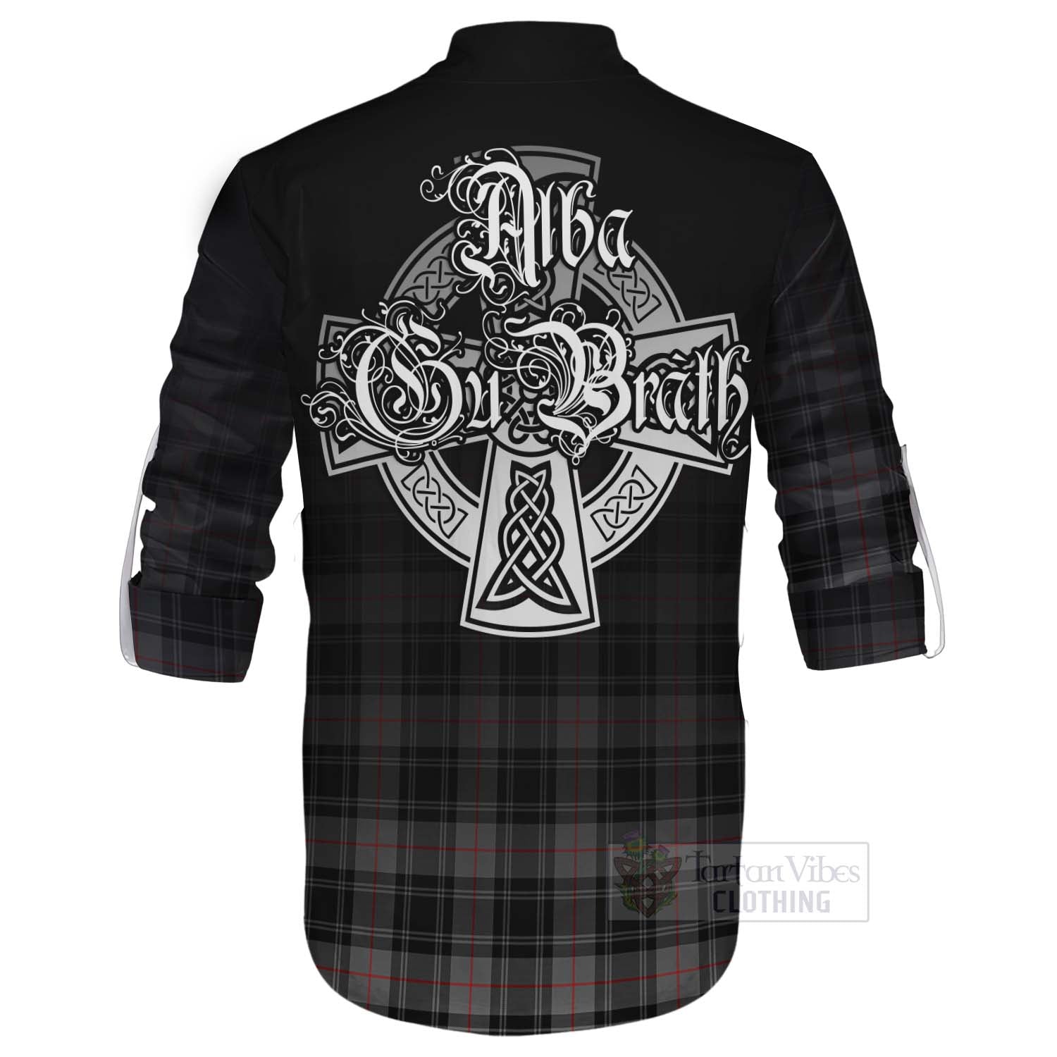 Tartan Vibes Clothing Moffat Tartan Ghillie Kilt Shirt Featuring Alba Gu Brath Family Crest Celtic Inspired