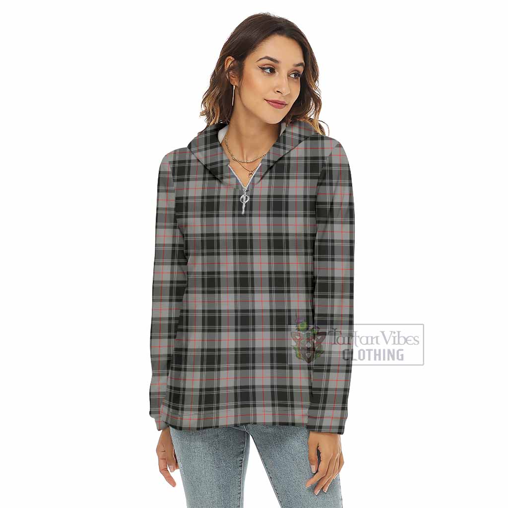 Tartan Vibes Clothing Moffat Tartan Women's Borg  Half Zip Fleece Hoodie