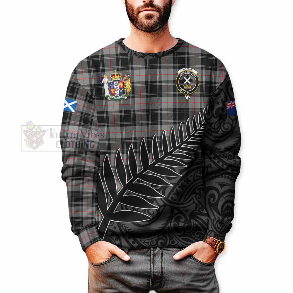 Tartan Vibes Clothing Moffat Crest Tartan Sweatshirt with New Zealand Silver Fern Half Style