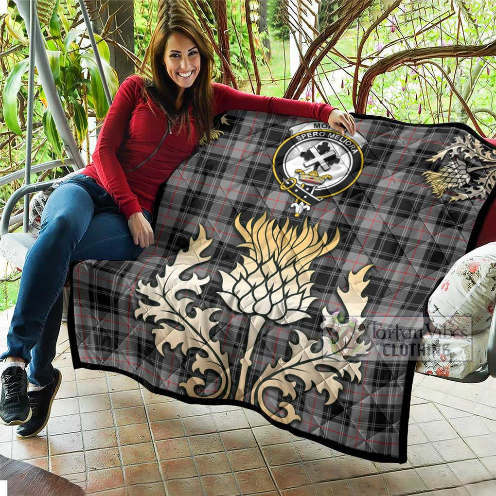 Tartan Vibes Clothing Moffat Tartan Quilt with Family Crest and Golden Thistle Style