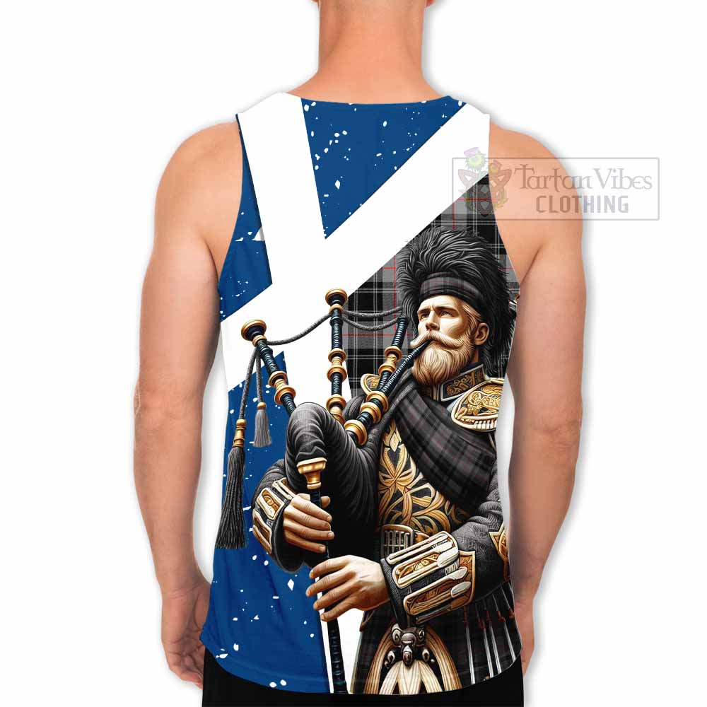 Moffat Tartan Men's Tank Top with Family Crest Scottish Bagpiper Vibes