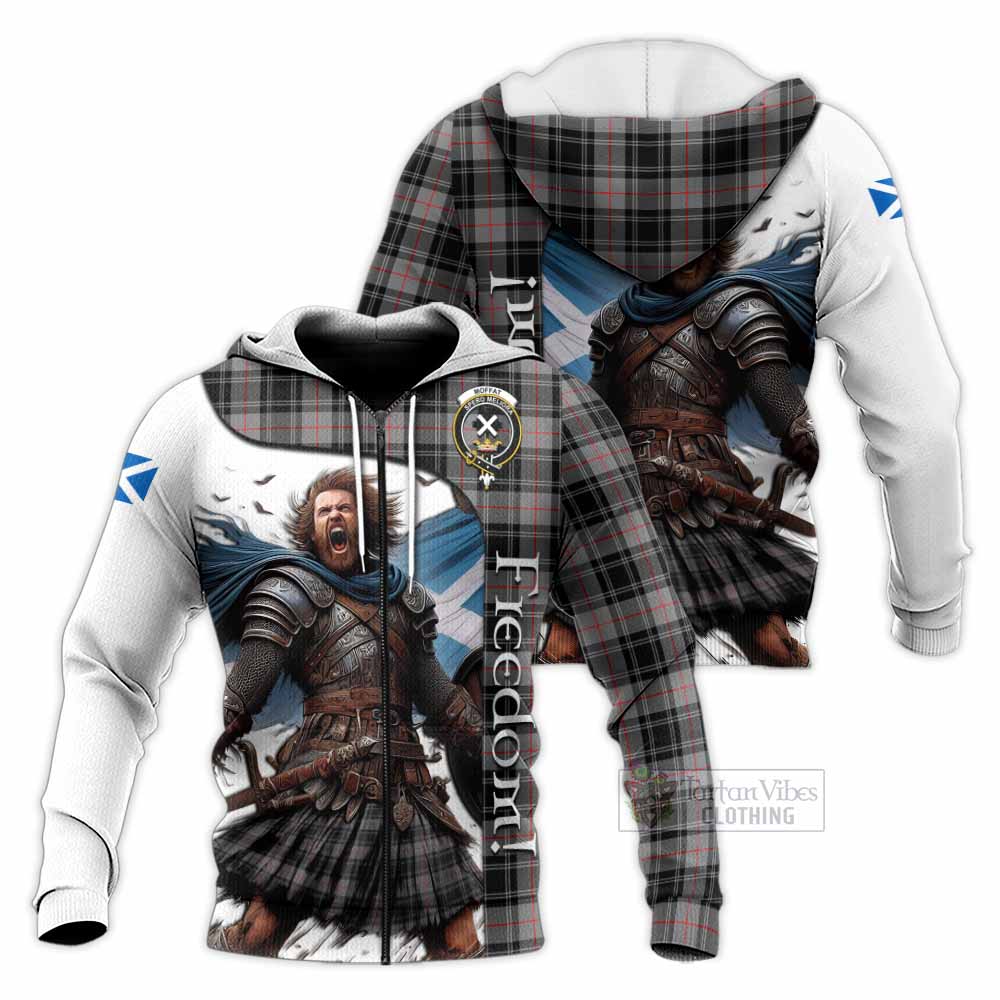 Tartan Vibes Clothing Moffat Crest Tartan Knitted Hoodie Inspired by the Freedom of Scottish Warrior