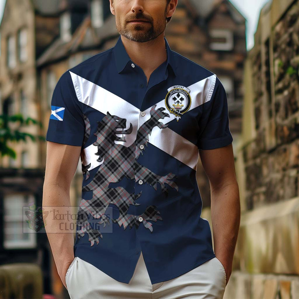 Tartan Vibes Clothing Moffat Tartan Lion Rampant Short Sleeve Button Shirt – Proudly Display Your Heritage with Alba Gu Brath and Clan Name