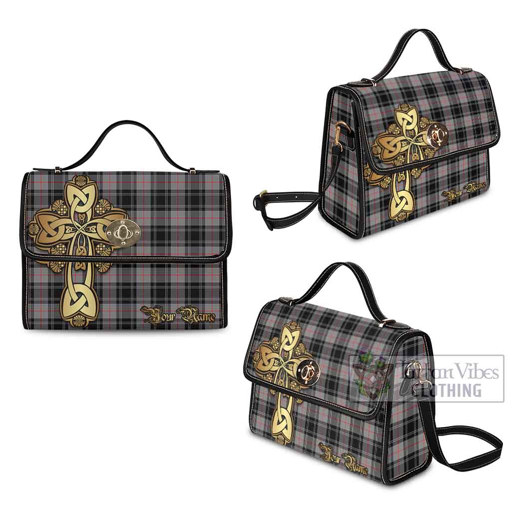 Tartan Vibes Clothing Moffat Tartan Waterproof Canvas Bag Golden Thistle Celtic Cross Style