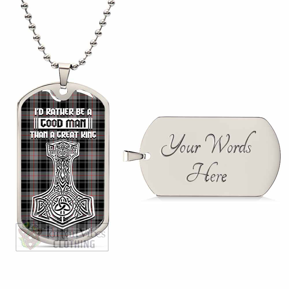 Tartan Vibes Clothing Moffat Tartan Dog Tag Necklace Viking Mjolnir Style