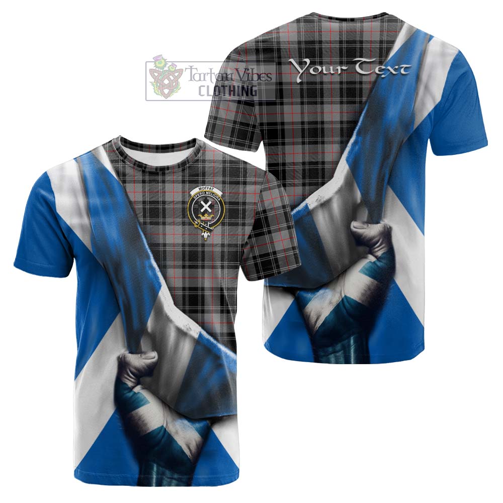 Tartan Vibes Clothing Moffat Tartan Cotton T-shirt with Family Crest Scotland Patriotic Style