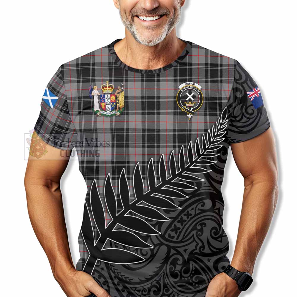 Tartan Vibes Clothing Moffat Crest Tartan T-Shirt with New Zealand Silver Fern Half Style