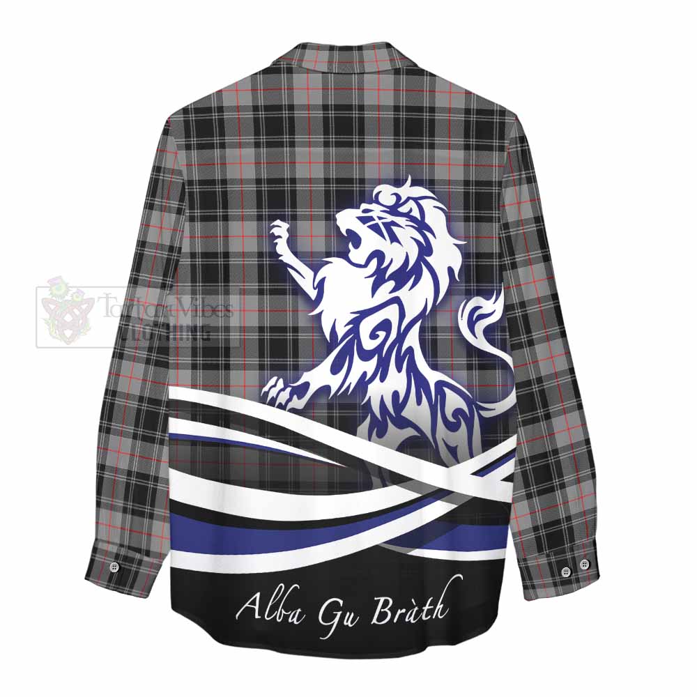 Tartan Vibes Clothing Moffat Tartan Women's Casual Shirt with Alba Gu Brath Regal Lion Emblem