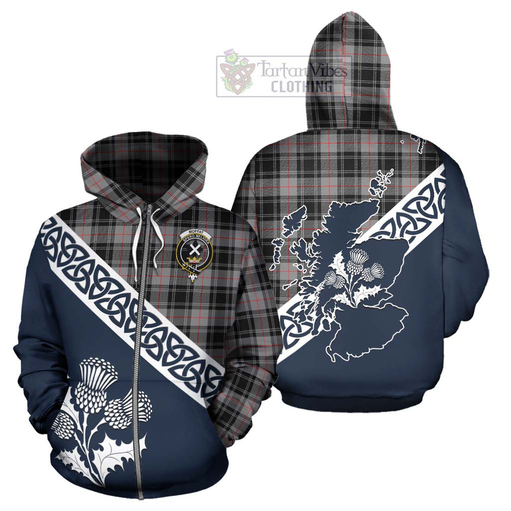 Tartan Vibes Clothing Moffat Tartan Hoodie Featuring Thistle and Scotland Map