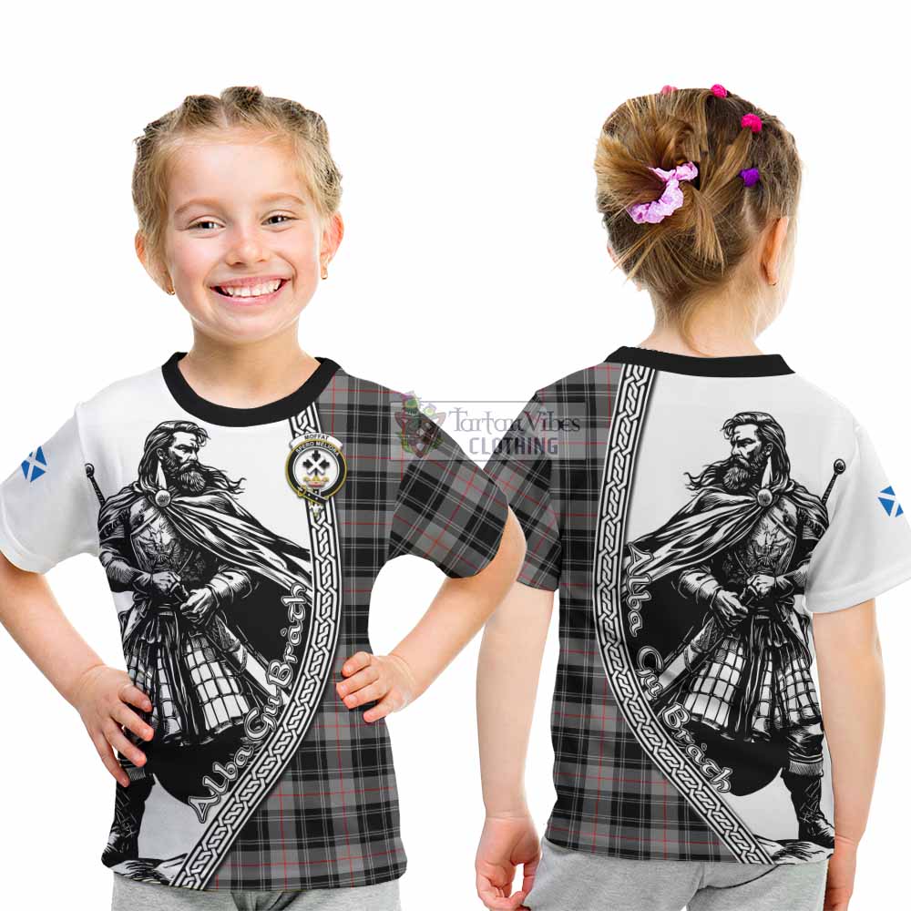 Moffat Tartan Clan Crest Kid T-Shirt with Highlander Warrior Celtic Style