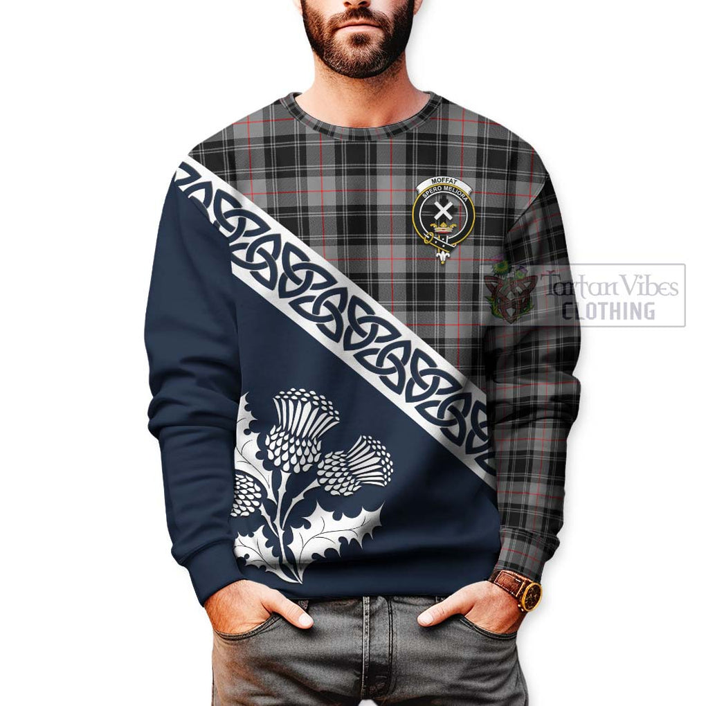 Tartan Vibes Clothing Moffat Tartan Sweatshirt Featuring Thistle and Scotland Map