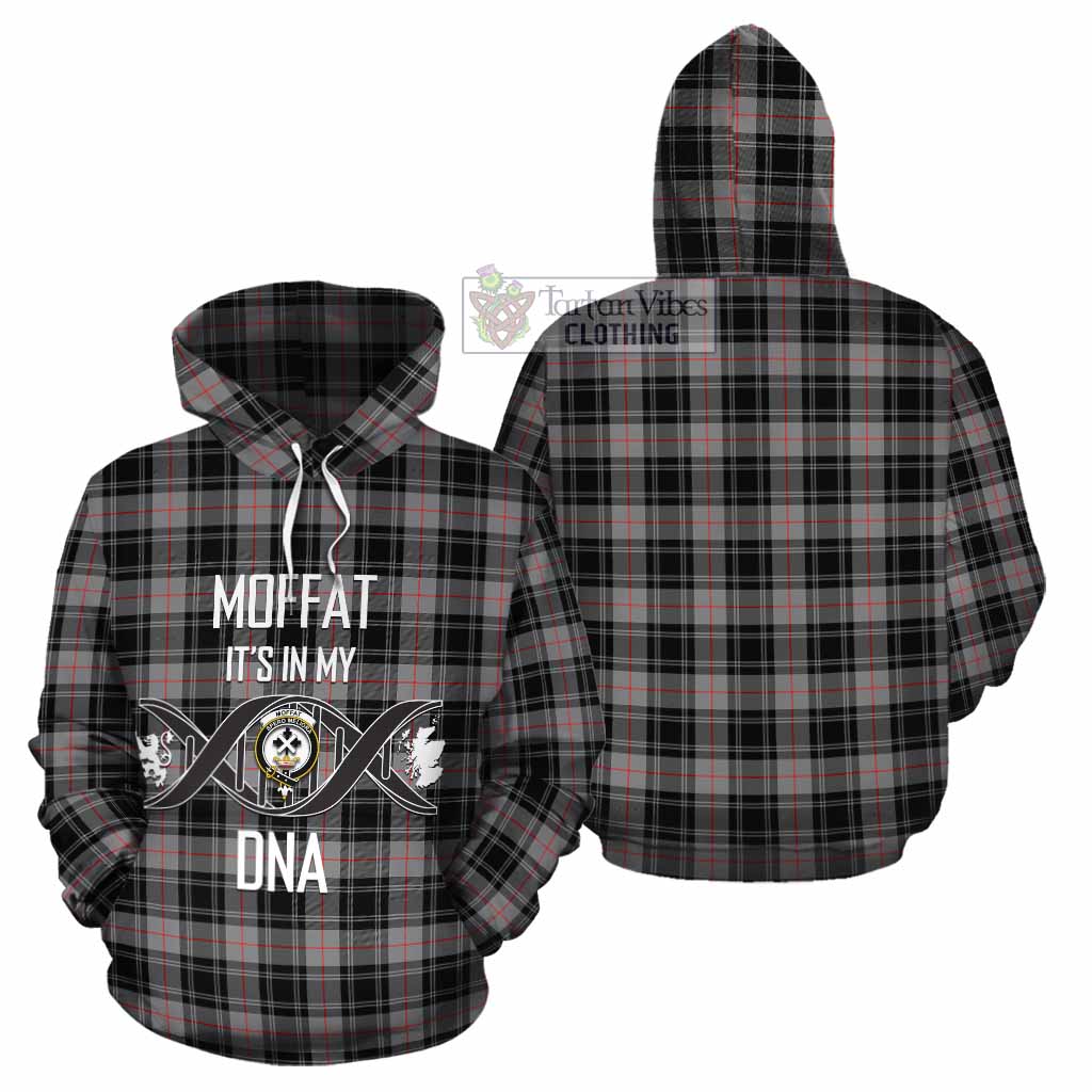 Tartan Vibes Clothing Moffat Tartan Cotton Hoodie with Family Crest DNA In Me Style