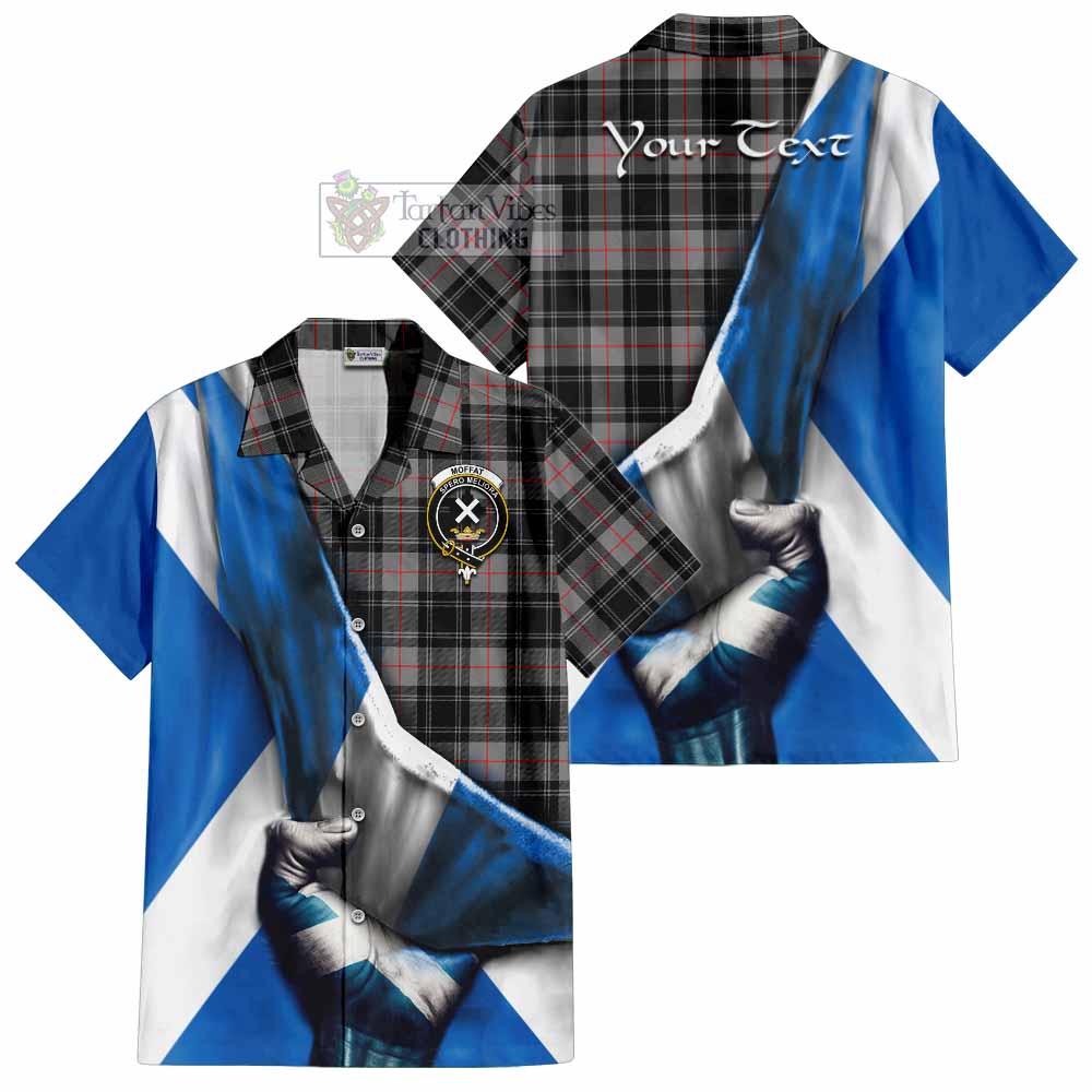 Tartan Vibes Clothing Moffat Tartan Short Sleeve Button Shirt with Family Crest Scotland Patriotic Style