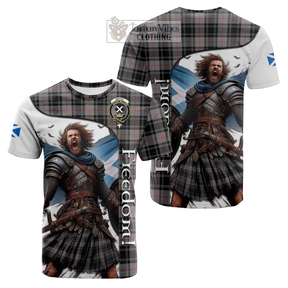 Tartan Vibes Clothing Moffat Crest Tartan Cotton T-shirt Inspired by the Freedom of Scottish Warrior