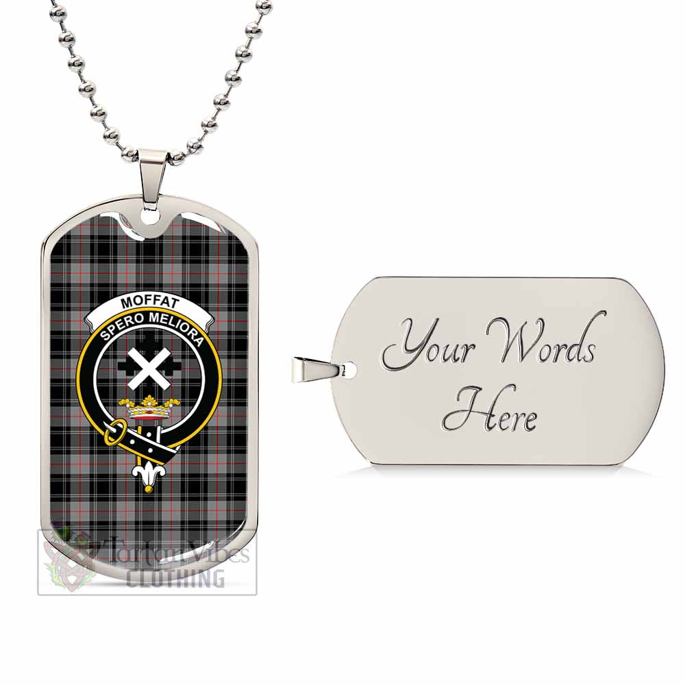 Tartan Vibes Clothing Moffat Tartan Dog Tag Necklace with Family Crest