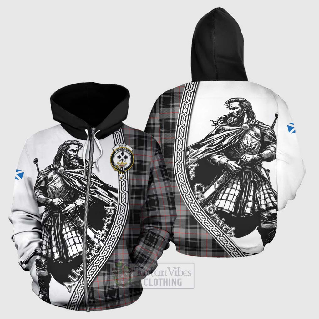 Tartan Vibes Clothing Moffat Tartan Clan Crest Hoodie with Highlander Warrior Celtic Style