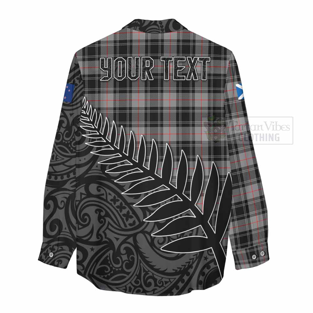 Tartan Vibes Clothing Moffat Crest Tartan Women's Casual Shirt with New Zealand Silver Fern Half Style